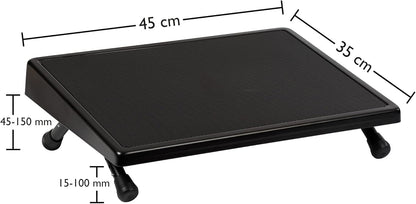 Wedo 103211501 voetensteun EDV, plaatstaal, antislip rubberen bekleding, 4 treden helling, afgeronde randen, rubberen voetjes, TÜV/GS getest, zwart