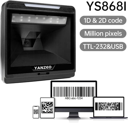 Yanzeo YS868 Laser Flatbed Desktop Omnidirectionele Barcodelezer Hoge Snelheid Automatische 1D Laser Barcode Scanner Afbeelding
