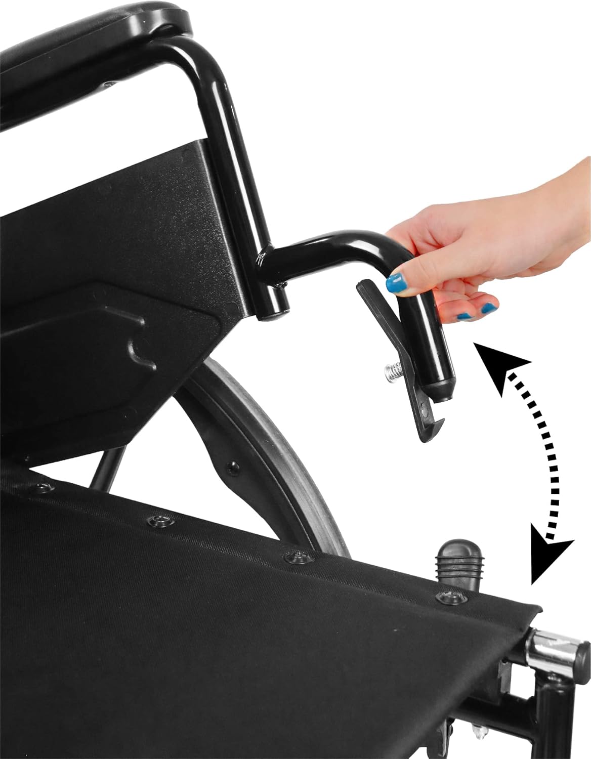 PEPE Mobility Zelfrijdende Vouwrolstoel (Zitting 46 cm), Stalen Frame met Rem, Opklapbare Armleuningen en Voetsteunen, Veiligheidsgordel