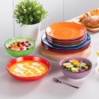 vancasso Bonita Tafelservies voor 6 personen, 24-delig, aardewerk, modern dinercombiservies met elk 6 platte borden, slaborden, soepborden en kommen