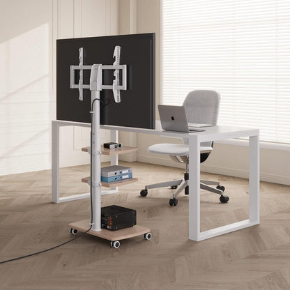 FITUEYES TV-standaard wielen voor 32-70 inch TV, 60° draaibaar & 6 hoogte verstelbaar TV stand wheels vloer universeel voor vlakke & gebogen LCD LED TV enz, Max VESA 600x400mm (wit)