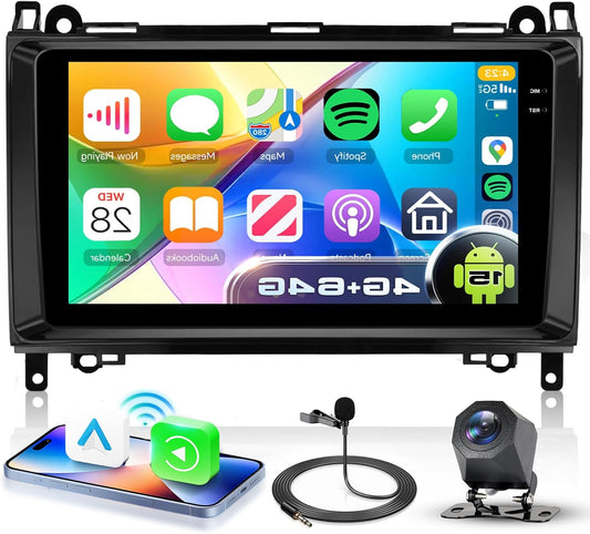 4G+64G Car Radio Android 15 für Mercedes-Benz B200 2008-2011 B Class W169 W245 W639 Sprinter Viano Vito, 9'' In-Cell Touch Screen mit Carplay Android Car GPS WiFi USB Bluetooth FM RDS Camera - QUORE