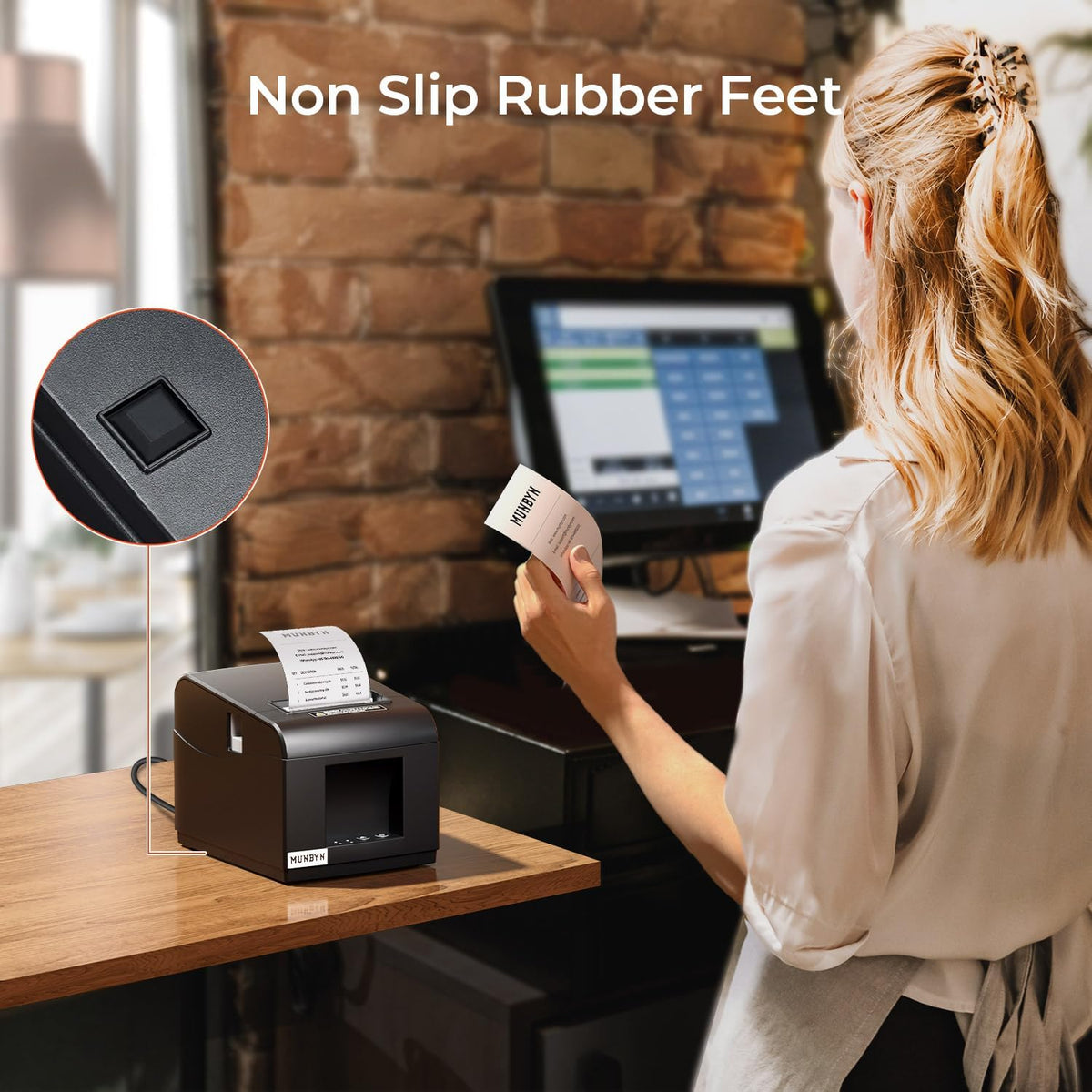 MUNBYN ITPP072 Bondrukcer Thermoprinter, 80 mm, POS-printer met USB + LAN-aansluiting, ontvangstprinter, compatibel met Android, Windows ChromeOS Linux, ondersteunt geen bluetooth-verbinding