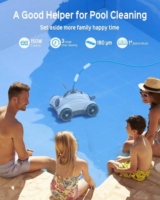 Zwembadstofzuigers - Zwembadrobot - Zwembadreiniger - met Krachtige Motor - Sterke Zuigkracht - 150W - Ideaal voor Zwembaden Boven - In de Grond - Wit