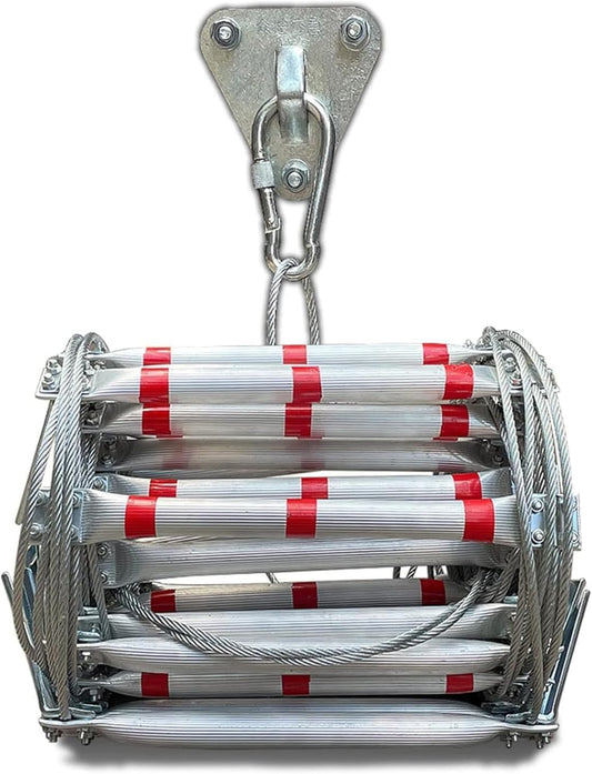Breiladder, touwladder, reddingsladder, aluminiumlegering, brandladder, nooduitgangsladder, veiligheidsladder, moeilijk ontvlambare brandwerende reddingsladder, draagvermogen tot 420 kg (15 m)