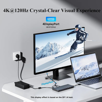 WAVLINK 12-in-1 USB-C docking station, 100 W Power Delivery, 2DP+HDMI, 4 USB-A, 2 10 Gps USB-C Gigabit Ethernet, Triple Display Laptop Dock