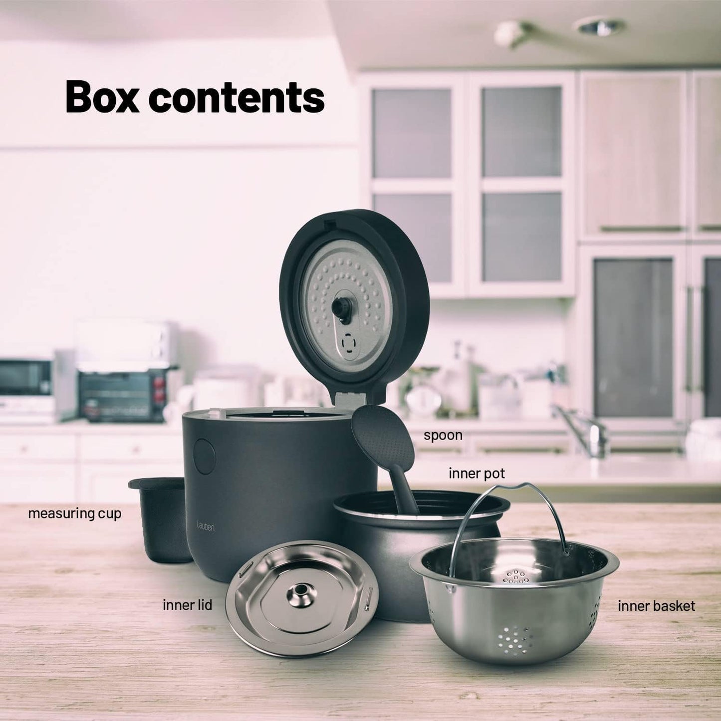 Lauben Low Sugar Rice Cooker 1500AT Rijstkoker met lage suikerfunctie, inhoud 1,5 l, timer, warmhoudfunctie, binnenbak vaatwasmachinebestendig, antiaanbaklaag