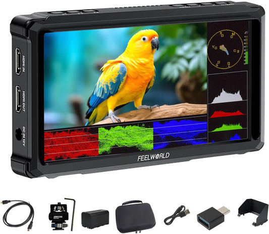 FEELWORLD FW568 PRO 6-inch cameramonitor, 1200nit helderheid, 1920x1080 IPS-scherm, 4K HDMI 60Hz, HDR