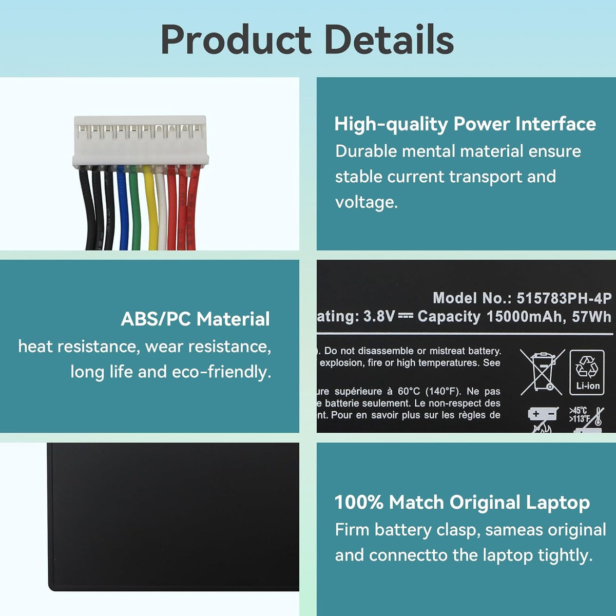 K KYUER 515783PH-4P Batterij voor Autel MaxiSYS MS909 MS919 Diagnostic Tablet, MaxiCOM MK908 Pro MK908P, MaxiIM IM608/IM608 PRO/IM608 PRO II/IM608 PRO 2, OtoSys IM600 Diagnostic Key Programming Tool