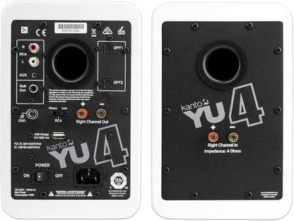 Kanto YU4MW luidsprekers met Bluetooth-voeding - 140 watt - Phono-voorversterker (matwit)