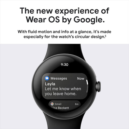 Google Pixel Watch - Android Smartwatch met Fitbit Activity Tracking - Hartslag Tracking Horloge - Matzwarte roestvrijstalen kast met Obsidian Active-band - WiFi