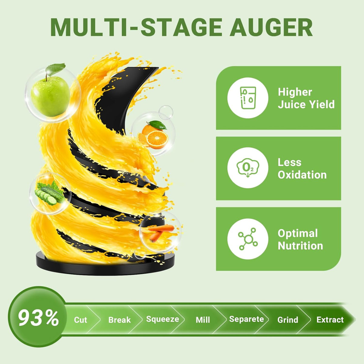 AMZCHEF Juicer Machine met 80MM Grote Opening voor Heel Fruit - 200W Krachtige Cold Press Juicer met Upgrade Auger, Dubbellaags Filter, Retro Schakelaar, Stille Motor - Zwart