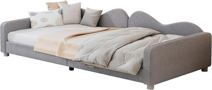 Kinderbedkussen Bed - Slaapbank Frame - Teddy Doek Multifunctionele - Rugleuning Armleuning Zacht Bed - Eugdbed Gastenbed - 90*200 cm - 03 Grijs
