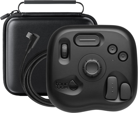 TourBox Lite, Custom Controller for Photo Video Editing, Color Grading, Ilustration, Adobe Photoshop Lightroom Premiere Illustrator Davinci Resolve Final Cut Pro, Mac/Windows (Met opbergtas)