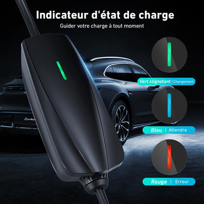 Evjuicion Elektrische autolader, 8 m, 16 A, 3,68 kW, zwart, oplaadkabel voor auto, elektrisch, met led-indicator, blauw, draagbaar, thuis, EV, oplader type 2, met opbergtas, IEC 62196