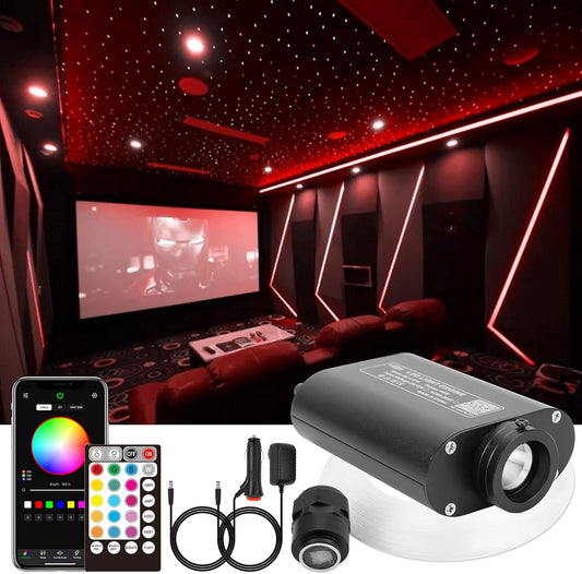 CHINLY Bluetooth 16W RGBW LED Fiber Optic Star plafondlampen kit app/afstandsbediening 550 stuks x 0,75 mm x 4 m glasvezel voor thuis / auto