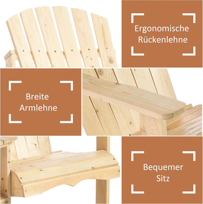 Adirondack Tuinstoel – Tuinstoelenset – Buitenstoel – Lounger – Balkontuinmeubilair – Massief Dennenhout – Weerbestendig Coating – Tussentafel Met Parasolopening – 2-Zits – 178x87x92 cm