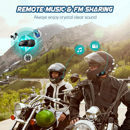 MAXTO Motorfiets Bluetooth Headset, M2 Groep Motorhelm Communicatiesystemen 6-weg BT5.0 Waterdichte Intercom 1000M Bereik met FM-radio, Siri, Spraakwijzerplaat voor Ski/ATV/Volledig/Half Gezicht (2