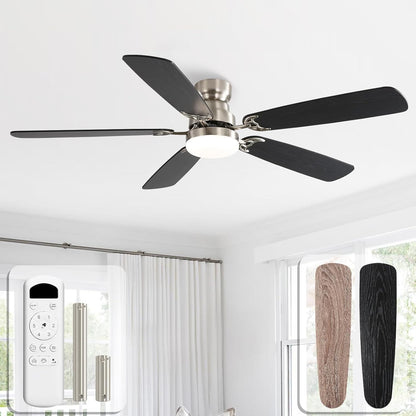 Sofucor Plafondventilator met licht, 132 cm, dimbaar, led-plafondventilator, afstandsbediening, 6 snelheden, stil, DC omkeerbaar, timer voor slaapkamer