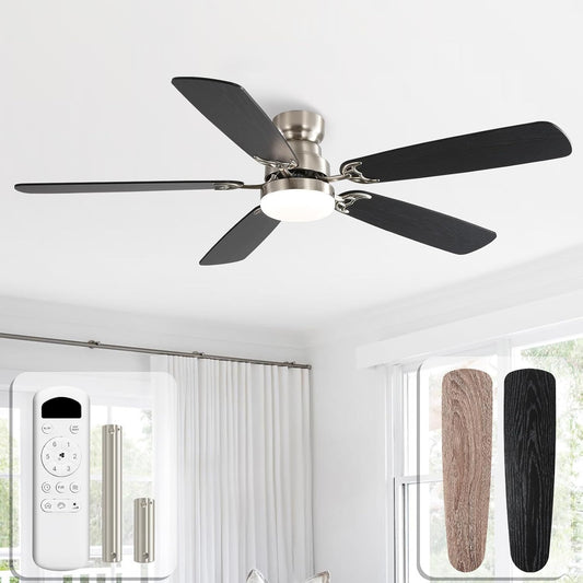 Sofucor Plafondventilator met licht, 132 cm, dimbaar, led-plafondventilator, afstandsbediening, 6 snelheden, stil, DC omkeerbaar, timer voor slaapkamer
