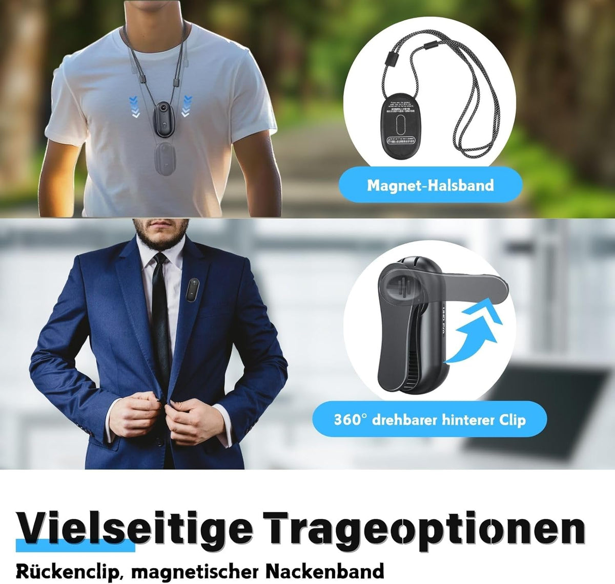 4K Actiecamera, duim actiecamera, klein formaat, overal te monteren, kleine lichaamscamera met veerclip, draagbare vlogging, handsfree POV-opname, helmcam voor fietsen, motorfiets (4K-128G)