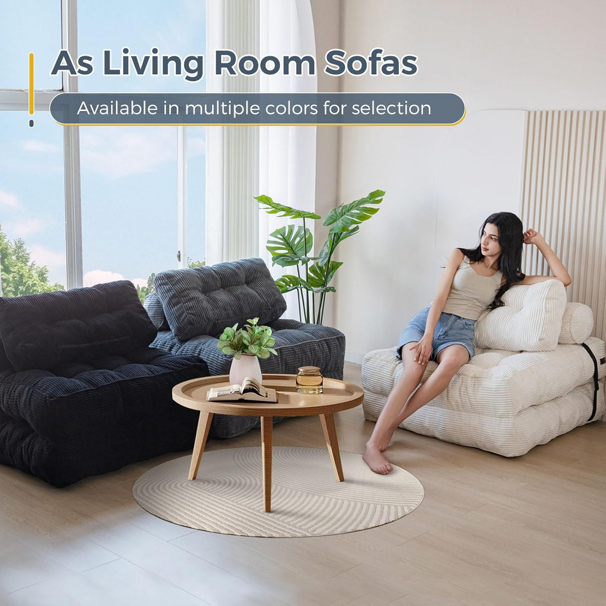 MAXYOYO Opvouwbare slaapbank, converteerbare slaapstoel met kussen, matras met rugsteun, draagbaar stoelbed, comfortabele lounge voor woonkamer, slaapkamer, zwart