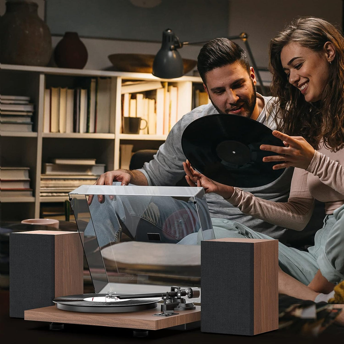 HiFi Platenspeler met Luidsprekers – Draaitafel – Vinylspeler – LP Speler – All-In-One Platenspeler – Bluetooth Streaming – USB Digitalisering