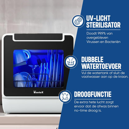 Mini Dishwasher with App Control – Portable Countertop Dishwasher for Kitchen, Camping & Apartments – Compact Table Top Dishwasher with 8 Programs, Energy Efficient