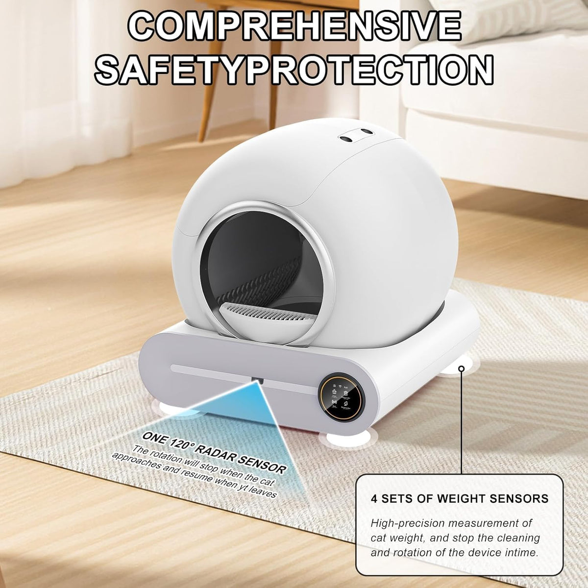 Zelfreinigende kattenbak, elektrisch, XXL, automatische kattenbak met app-bediening, gesloten Smart Cat Litter Box voor grote katten, zelfreinigend en geurcontrole