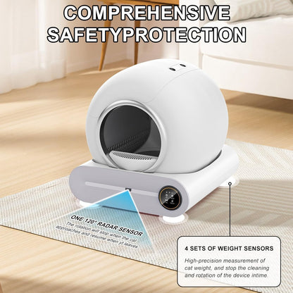 Zelfreinigende kattenbak, elektrisch, XXL, automatische kattenbak met app-bediening, gesloten Smart Cat Litter Box voor grote katten, zelfreinigend en geurcontrole