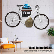 Fietsaccessoiresrek - Accessoireshouder - Wandhouder - voor Fietsen - met Plankhaken - Compact - Robuust Design - Beschermkussen - Extra Opbergruimte - Eenvoudige Installatie - 32.4 x 35.7 x 34.8 cm - Zwart