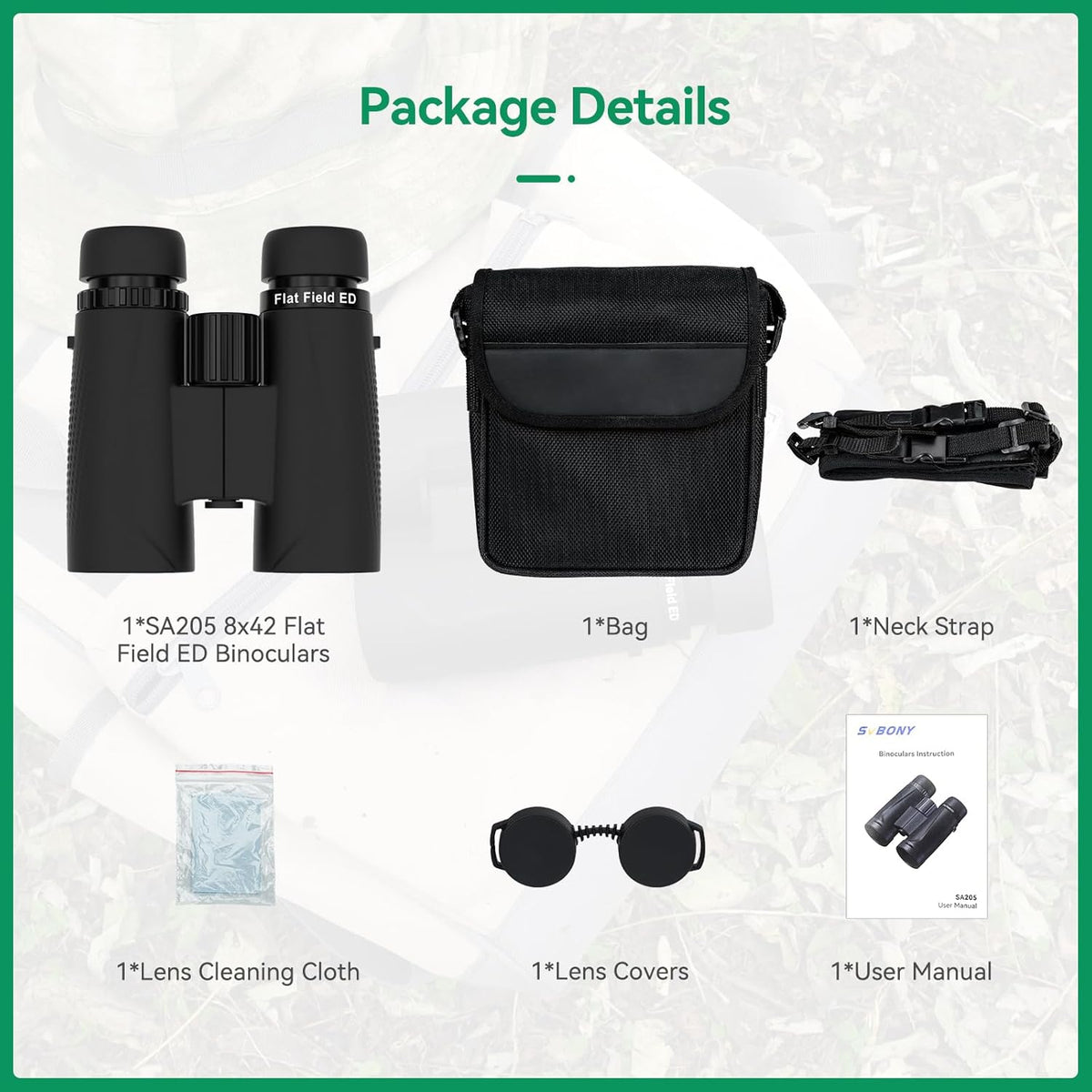 Svbony SA205 Binoculars for Adults,8X42 ED Glass BAK4 Prism FMC Lens High Power Magnification Binoculars Clear Viewing Area,Carrying Case,Carrying Strapfor Travel Bird Watching Astronomy - QUORE