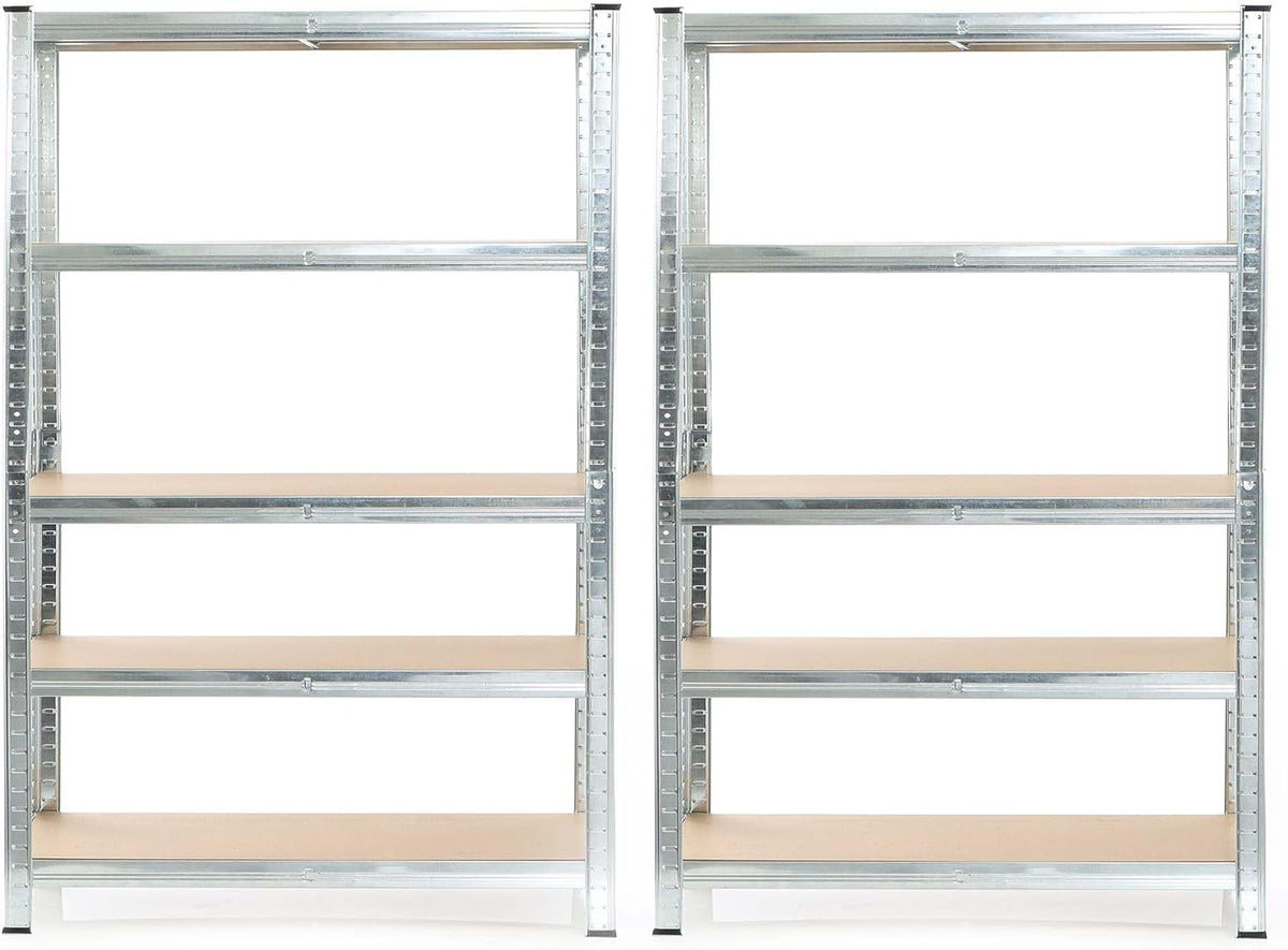 Wiltec 2x magazijnrek verzinkt 180x120x40 cm, totale draaglast 875 kg, stalen stellingkast, 5 planken