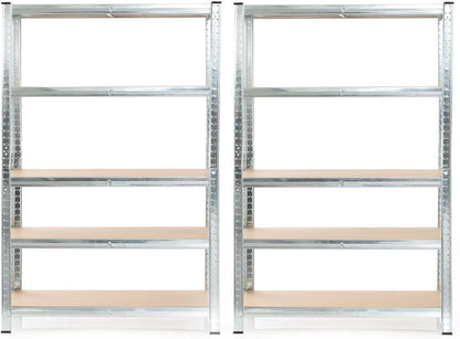Wiltec 2x magazijnrek verzinkt 180x120x40 cm, totale draaglast 875 kg, stalen stellingkast, 5 planken