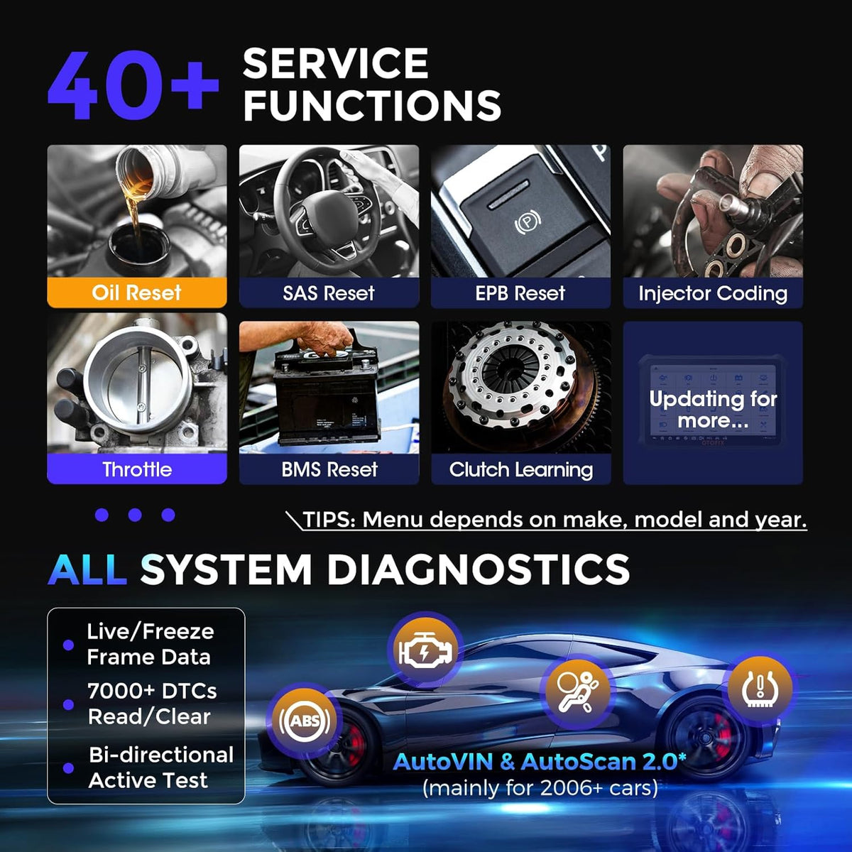 OTOFIX D1 Max diagnosescanner, bidirectionele scantool versie 2025, meer dan 40 servicefuncties, ECU-codering, volledige systeemdiagnostiek op OE-niveau, geen IP-beperking, DoIP & CAN FD