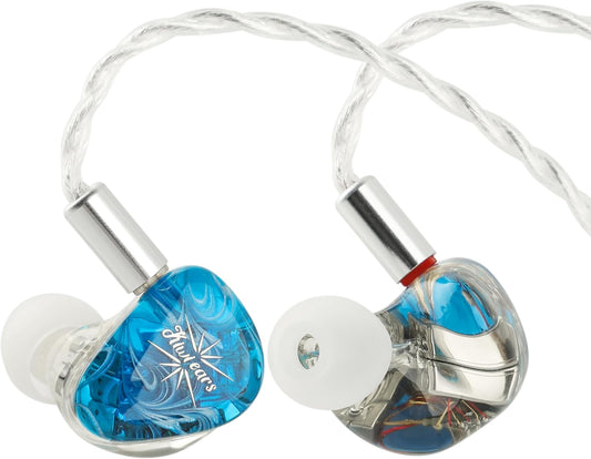 Linsoul Kiwi Ears Orchestra Lite Performance Custom 8BA in-Ear Monitor IEM met Afneembare 4-aderige 7N Zuurstofvrij Koper OFC-kabel, Handgemaakte Faceplate voor Audiofiele Studiomuzikant(Blauw)