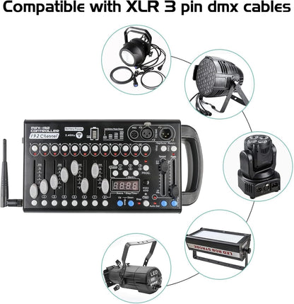 Draadloze DMX-Controller Met Batterij – DMX512-Console – Lichtmixer – Lichtsturing – Lichtboard – 192 Kanalen – 240 Scènes