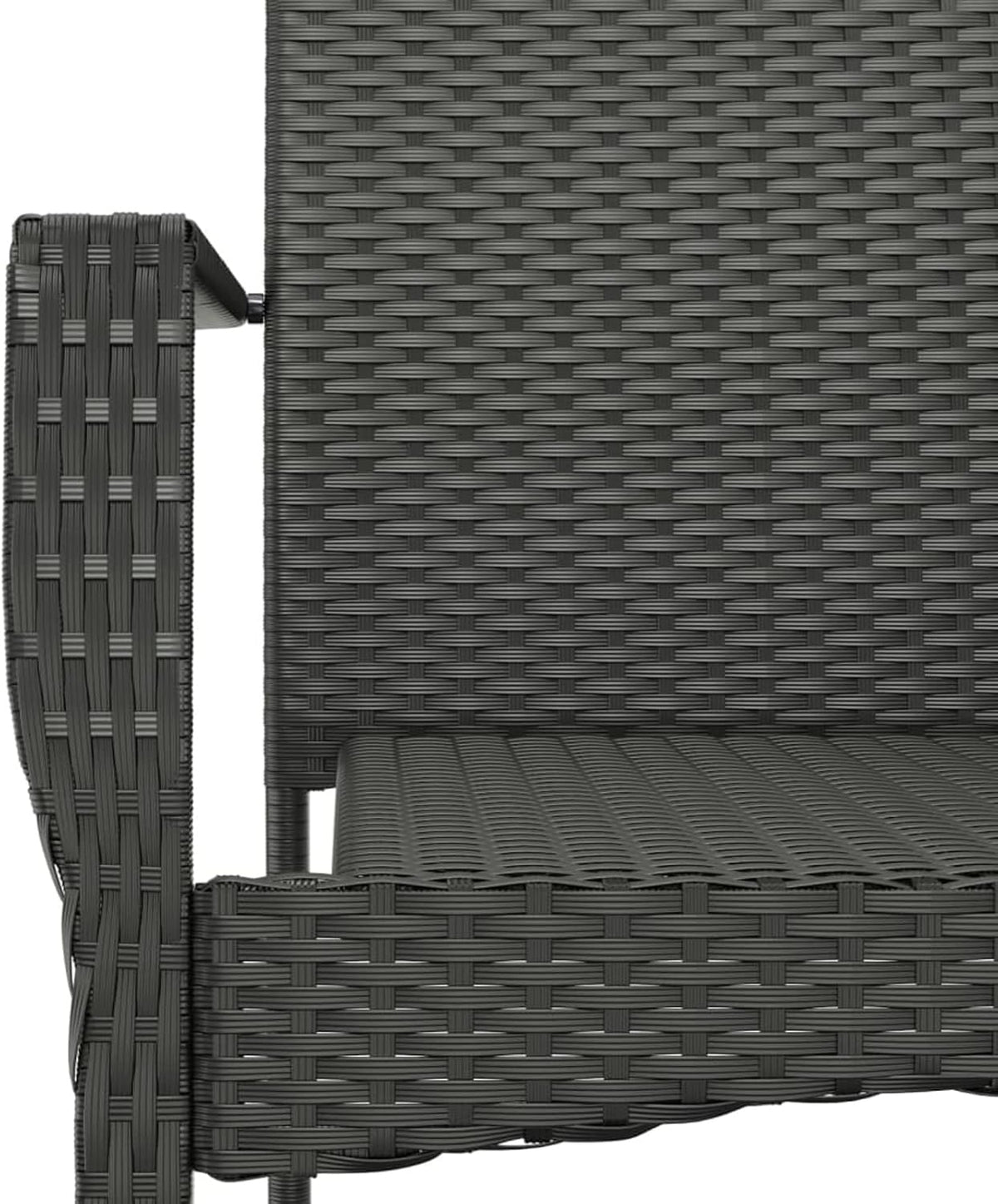 Tidyard Set of 3 Dining Room Garden Poly Rattan Black and Steel Glass Table Set 80 cm and 2 Chairs with Armrests for Outdoor, Table and Chairs for Garden, Patio, Outdoor - QUORE