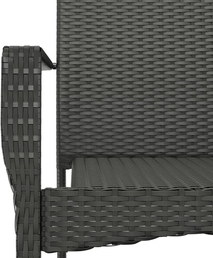 Tidyard Set of 3 Dining Room Garden Poly Rattan Black and Steel Glass Table Set 80 cm and 2 Chairs with Armrests for Outdoor, Table and Chairs for Garden, Patio, Outdoor - QUORE