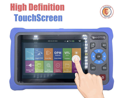 Elfcam® - OTDR voor FTTH, 26dB/24dB single-mode 1310nm / 1550nm, draagbaar 4-in-1 OTDR + VFL+ OPM + OLS, OTDR optische vezeltester/reflectometer van het optische domein, tot 100 km (ELF-5800)