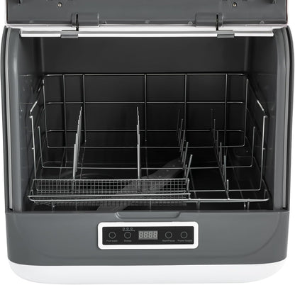 Tabletop Dishwasher, Multifunctional Dishwasher with 3 Washing Modes, Mini Dishwasher without Installation with 2 Drying Methods, Camping Dishwasher, Bottom Spray, Touch, White