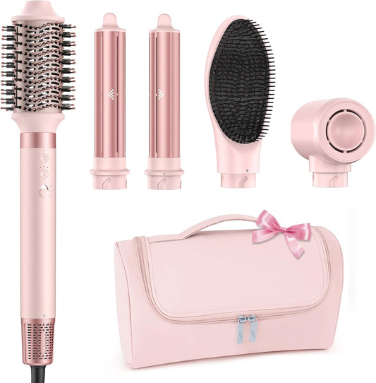 MESCOMB 5-in-1 ionen haarstyler, föhn, voor alle haartypes, ideaal voor thuis en onderweg, incl. reistas