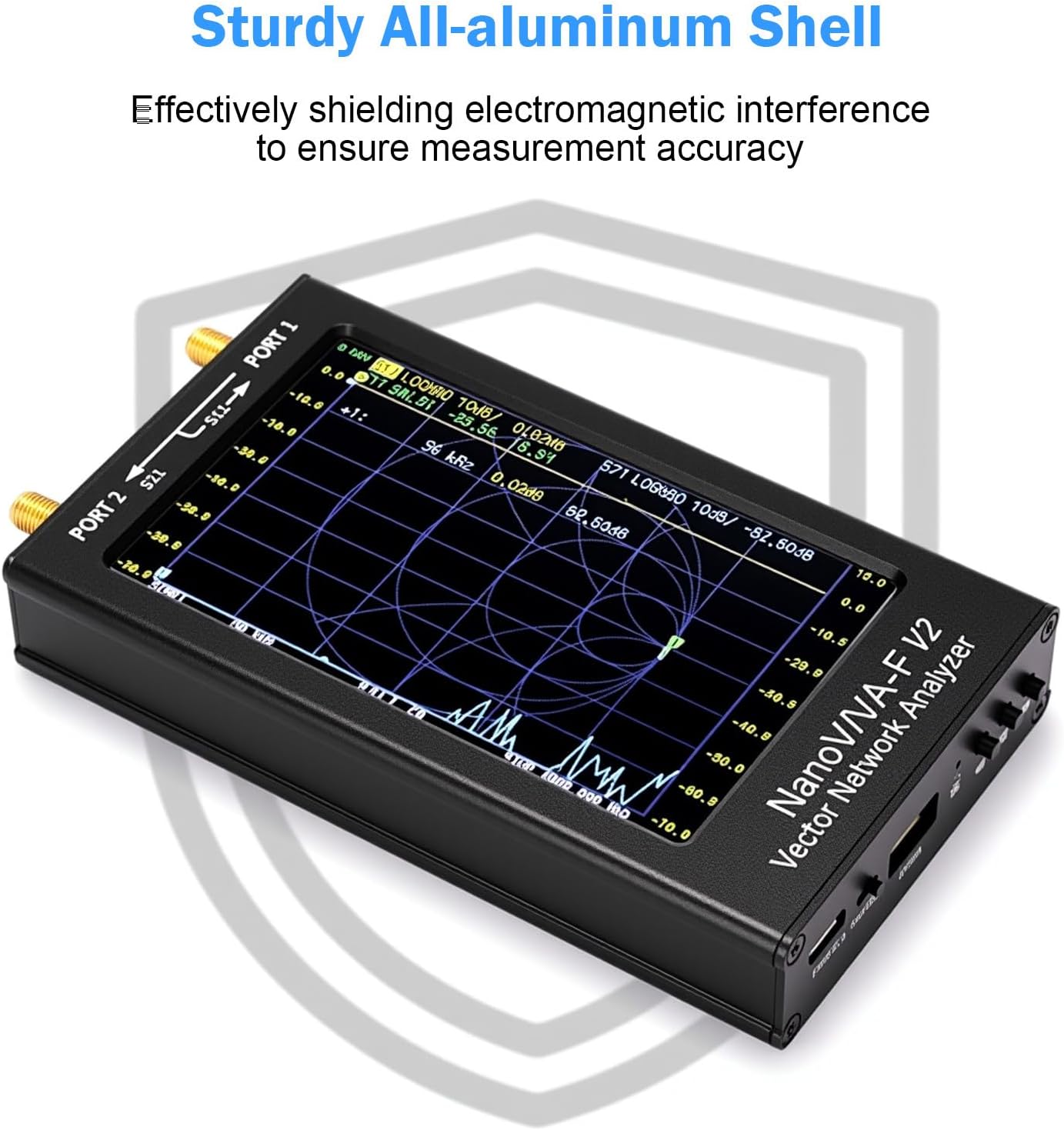 AURSINC NanoVNA-F V2 Vector Network Analyzer 4,3-inch 50KHz-3GHz HF VHF UHF VNA Antenna Analyzer, S-parametermeting, SWR spanning, fase, vertraging, Smith-diagram