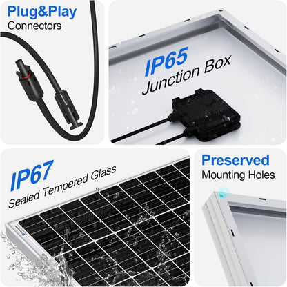ECO-WORTHY 340W 12 Volt Monocrystalline Solar Panels, 2pcs 170W Solar Panels Suitable for RV, Garden, RV, Motorhome, Charging 12V Battery - QUORE