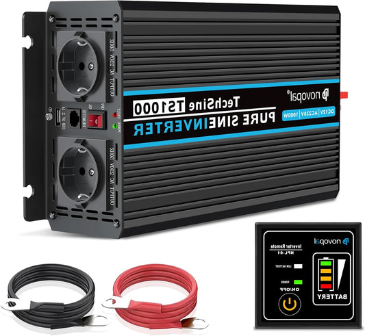 Omvormer – Spanningsomvormer – Inverter – Stroomomvormer – 1000W Pure Sinus – 5m Afstandsbediening & USB 2.1A - QUORE