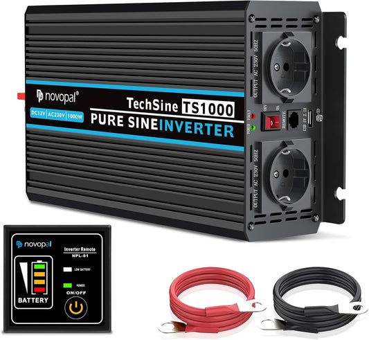 <font dir="auto" style="vertical-align: inherit;"><font dir="auto" style="vertical-align: inherit;">        NOVOPAL 1000W Inverter 12V to 230V Pure Sine Wave Voltage Converter with 2.1A USB & 5-meter remote control and two cooling fans        </font></fon