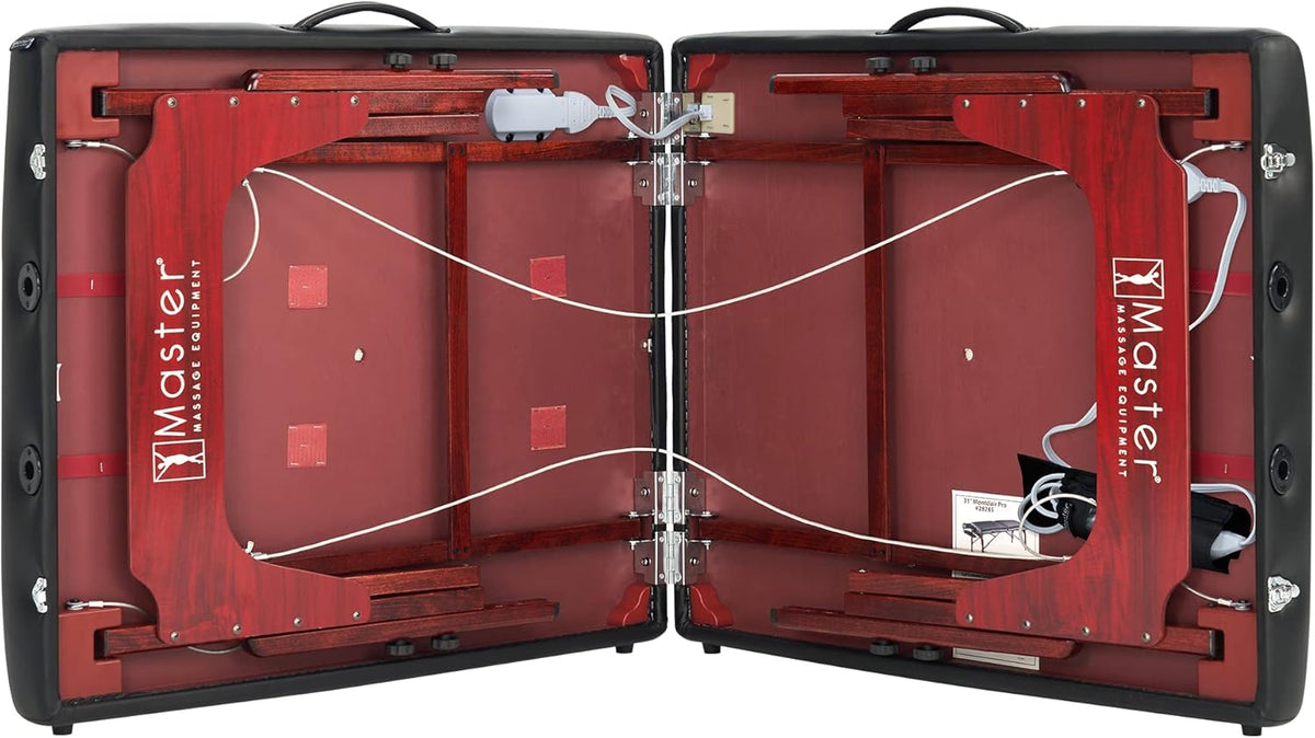 Inklapbaar Massagebed Zwart – Mobiel Massagebed – Massagebank – Massagetafel – Behandelbed – Geïntegreerd Verwarmingssysteem – Verstelbare Hoogte 60 t/m 86 Cm