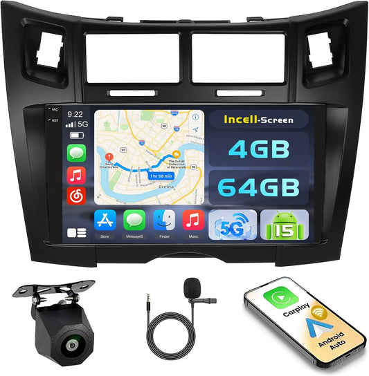 Autoradio Toyota Yaris 2005-2011 – Multimedia Systeem – Navigatie Unit – Touchscreen Radio – Android Auto – 9 Inch Scherm – Draadloos CarPlay – Achteruitrijcamera Inclusief - QUORE