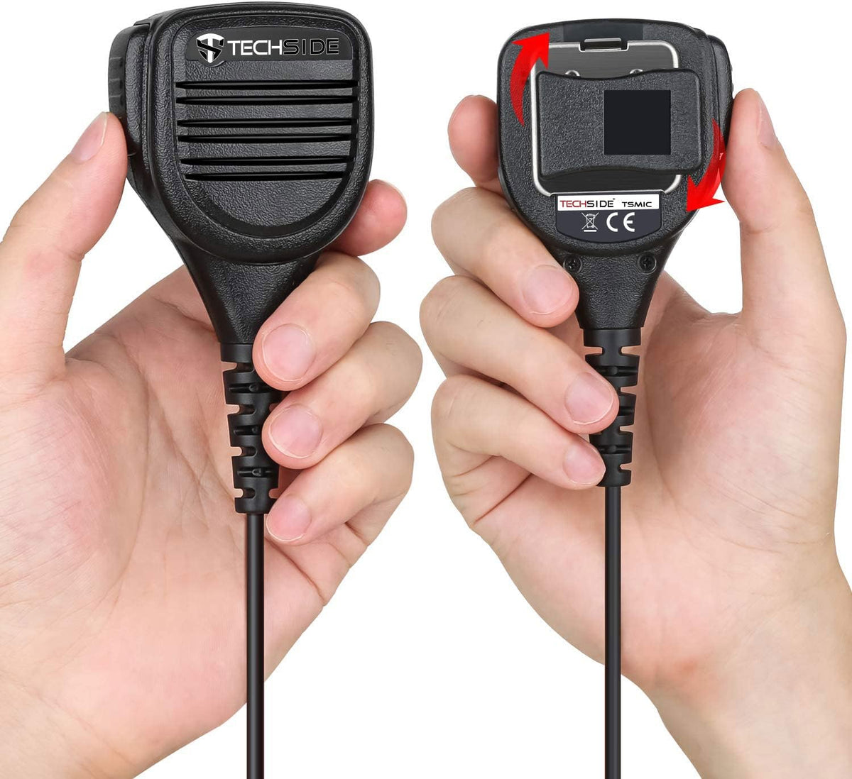 TechSide Kenwood Luidsprekermicrofoon, waterdicht, 2-polig, jack 3,5 + draaibare clip voor radio-ontvanger, compatibel TS-T9+ TI-F8+ Midland G10 G11V CT210 BaoFeng UV5RA UV-82 (5 stuks)