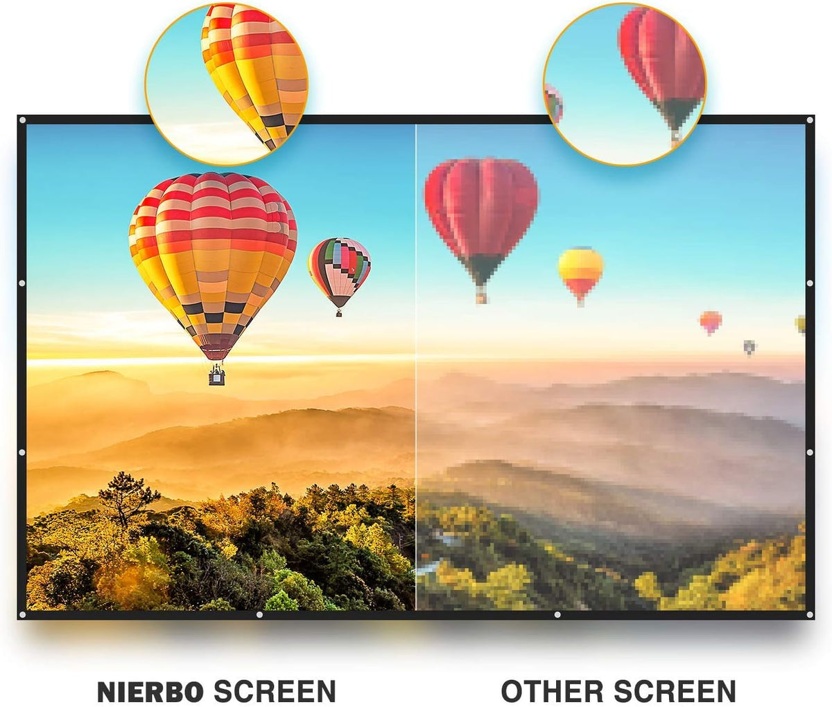 Nierbo Beamerscherm 250 inch, beeldverhouding 16:9, transporteerbaar scherm, geschikt voor projectie in 4K of 3D, thuisbioscoop, afmetingen 553 x 311 cm